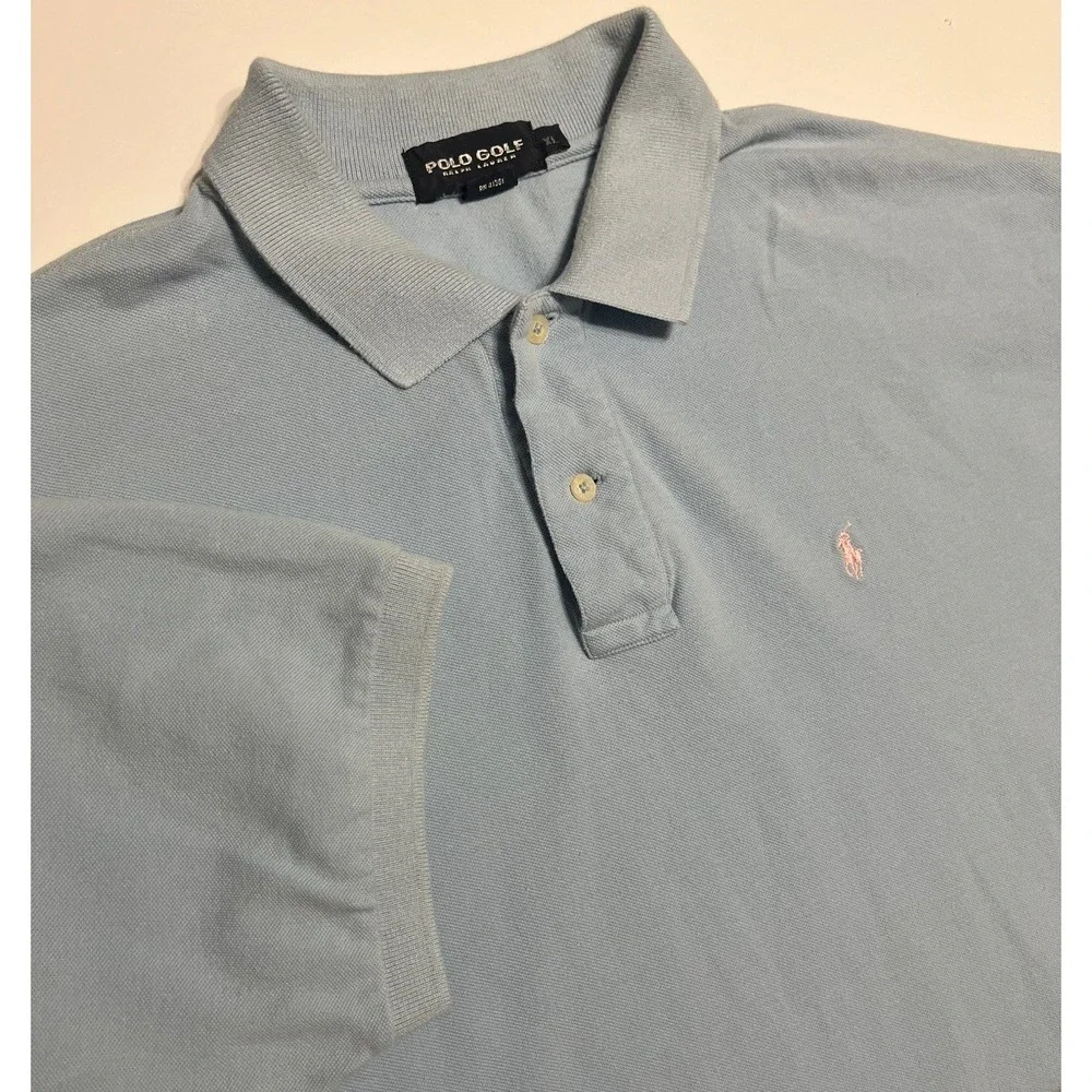 Polo Ralph Lauren Polo Shirt Mens XL Blue Short Sleeve Cotton Pink Pony Logo